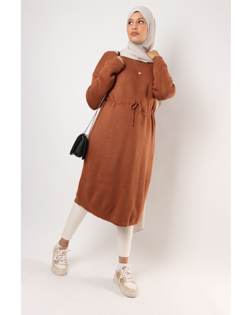 Trianito sweater tunic with drawcord