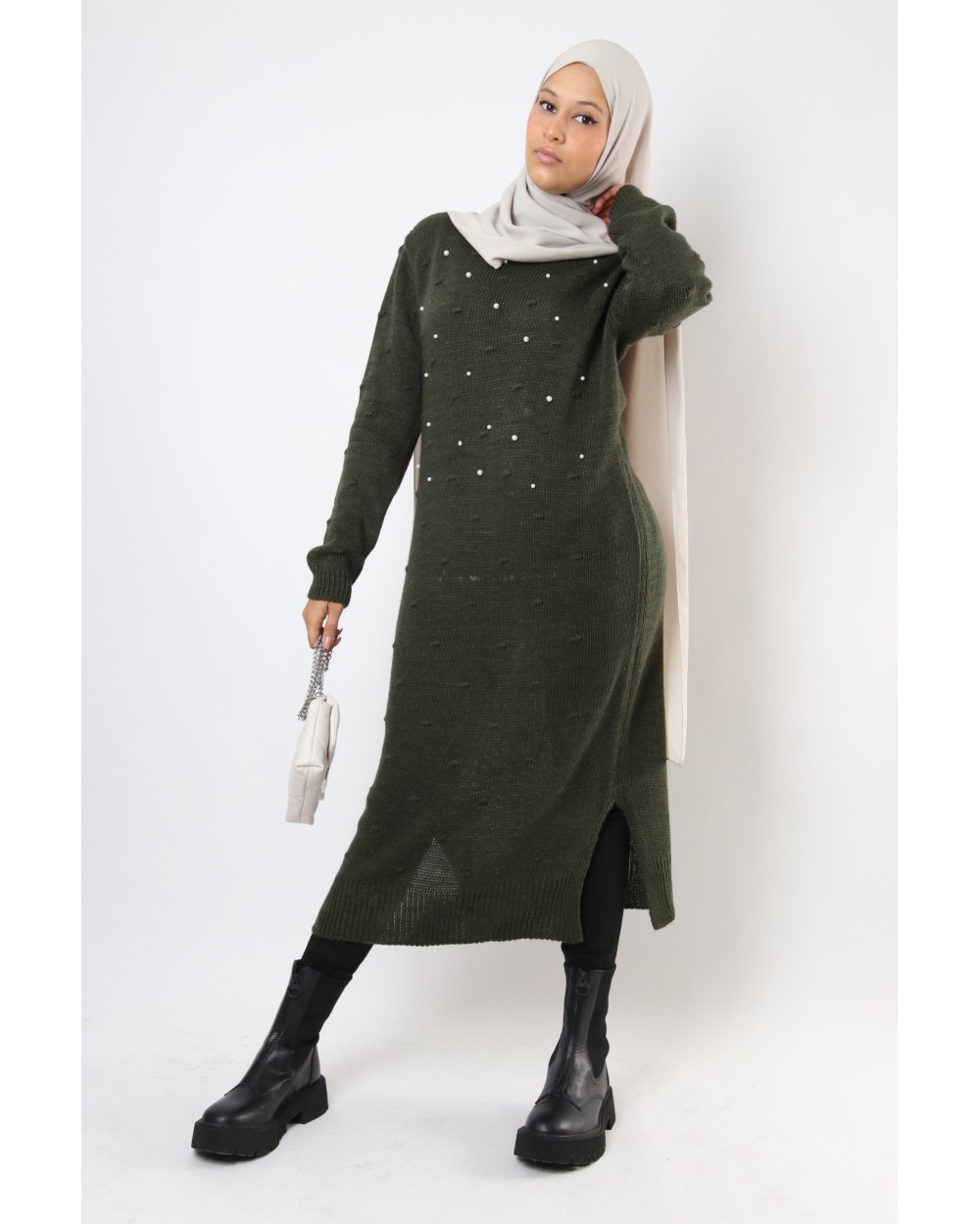 Maxi pull long Polina avec perle