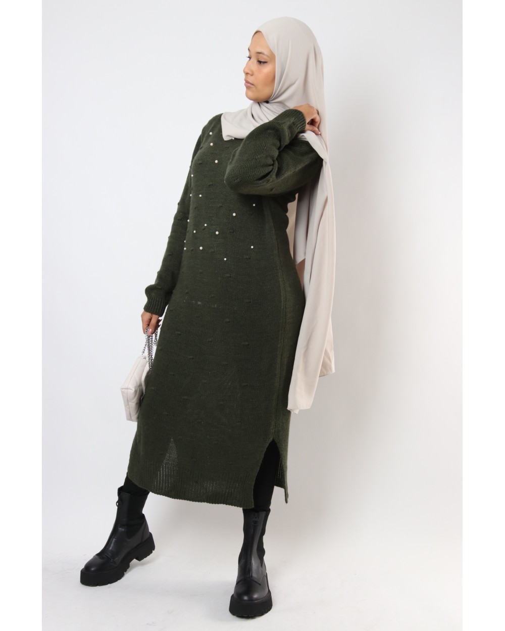 Maxi pull long Polina avec perle