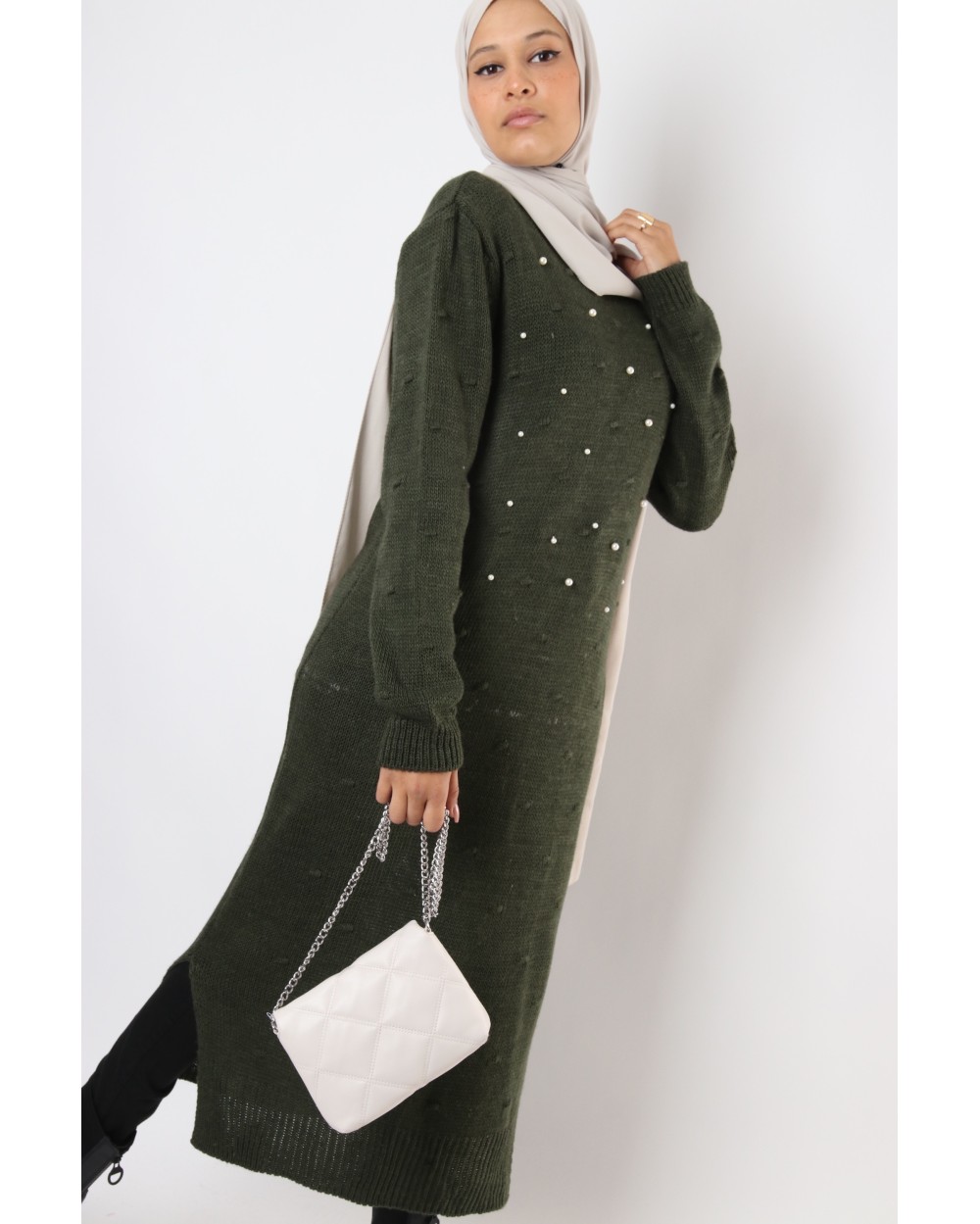 Maxi pull long Polina avec perle