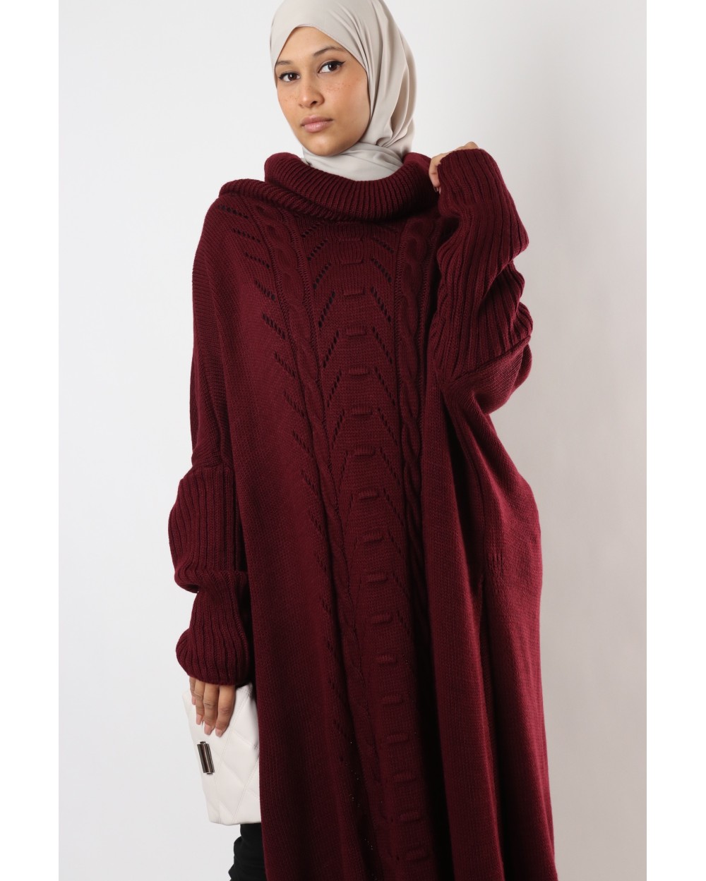 Reylas Sweater Dress Color Burgundy 