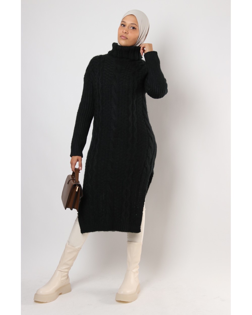 Robe Sweater Sandy knitted with turtleneck