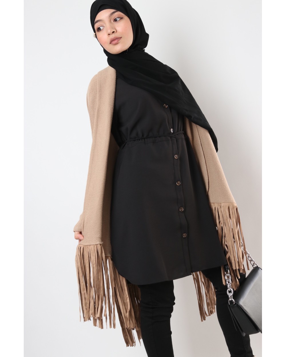 Cardigan avec franges en daim