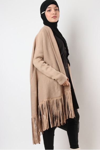 Cardigan with suede fringes