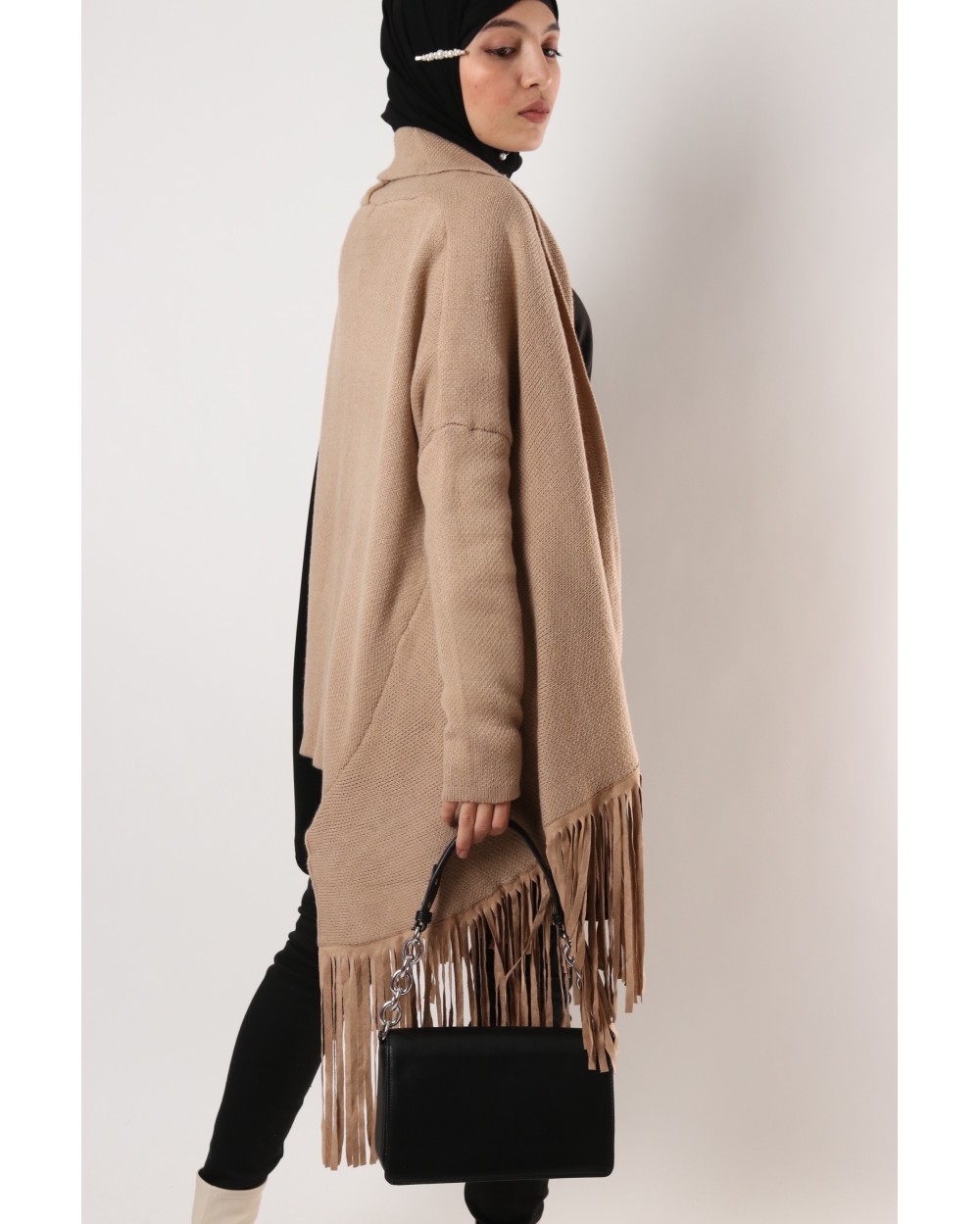 Cardigan avec franges en daim