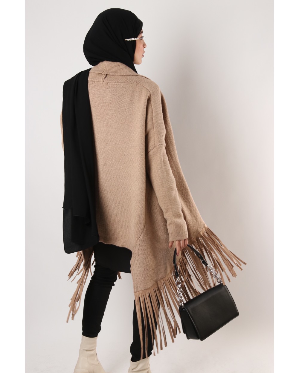 Cardigan avec franges en daim