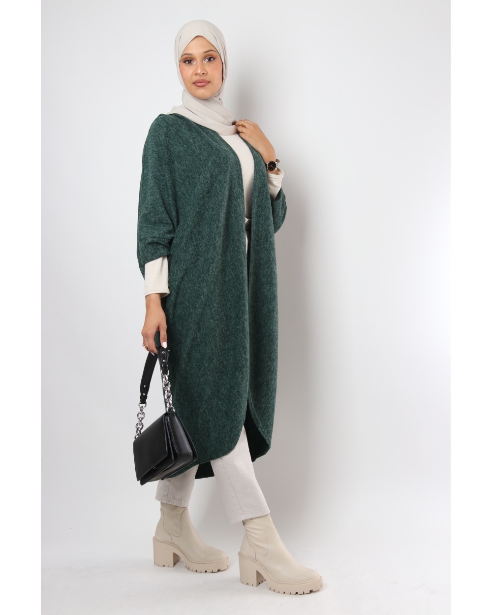 Gilet long papillon chiné