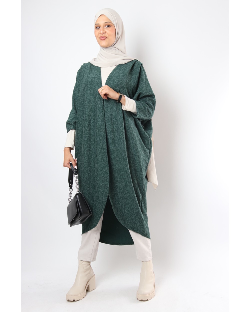 Gilet long papillon chiné