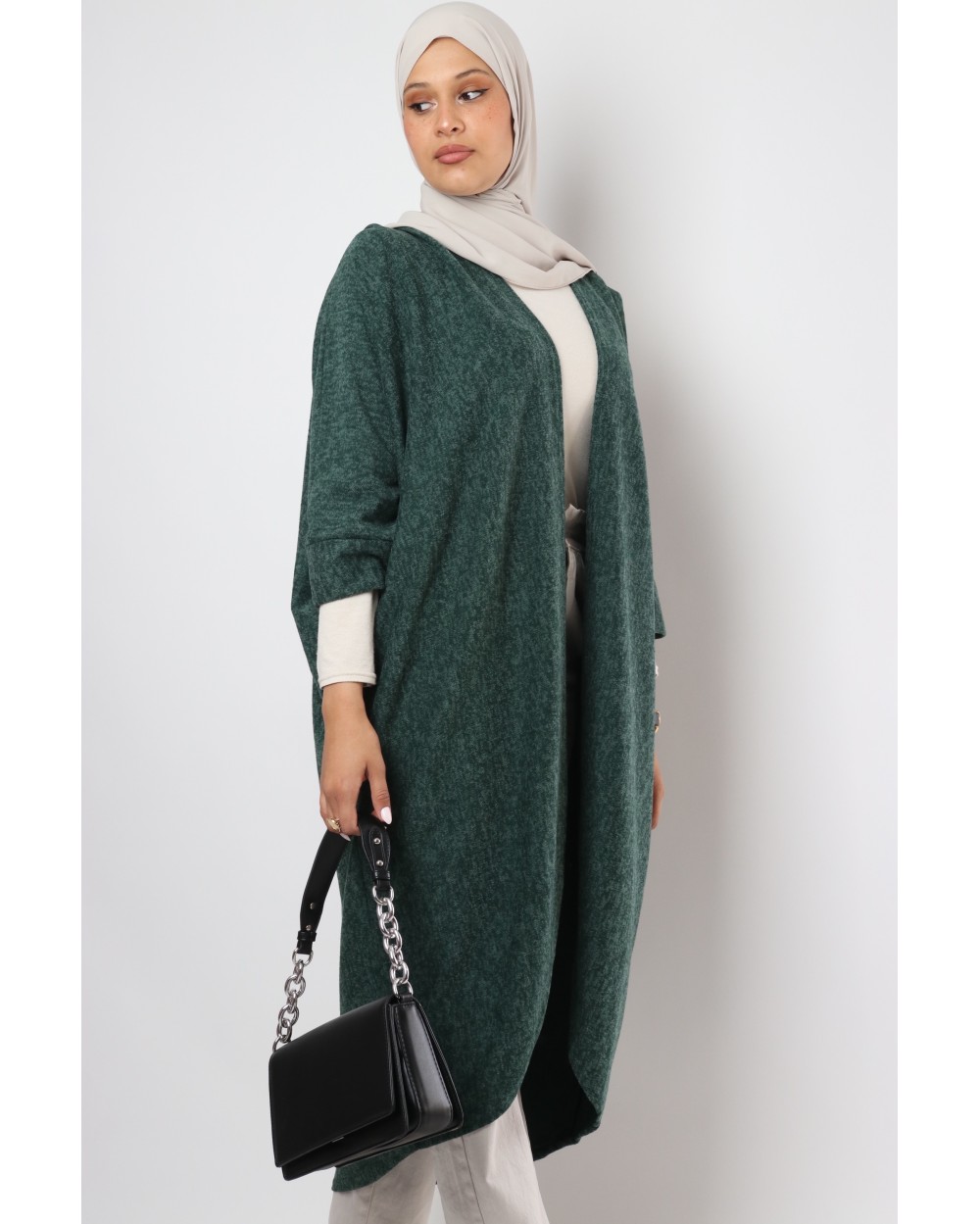 Gilet long papillon chiné