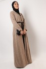 Two-tone Hajjira dress with hood and zip
