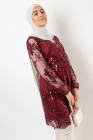 Long evening tunic with sequins and tulle