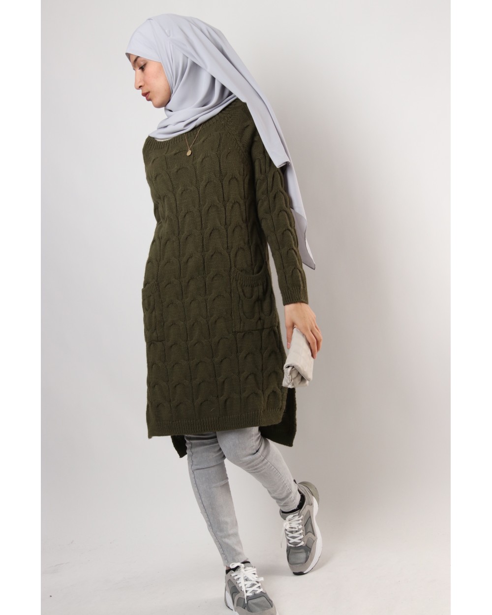 Majda long sweater with pockets