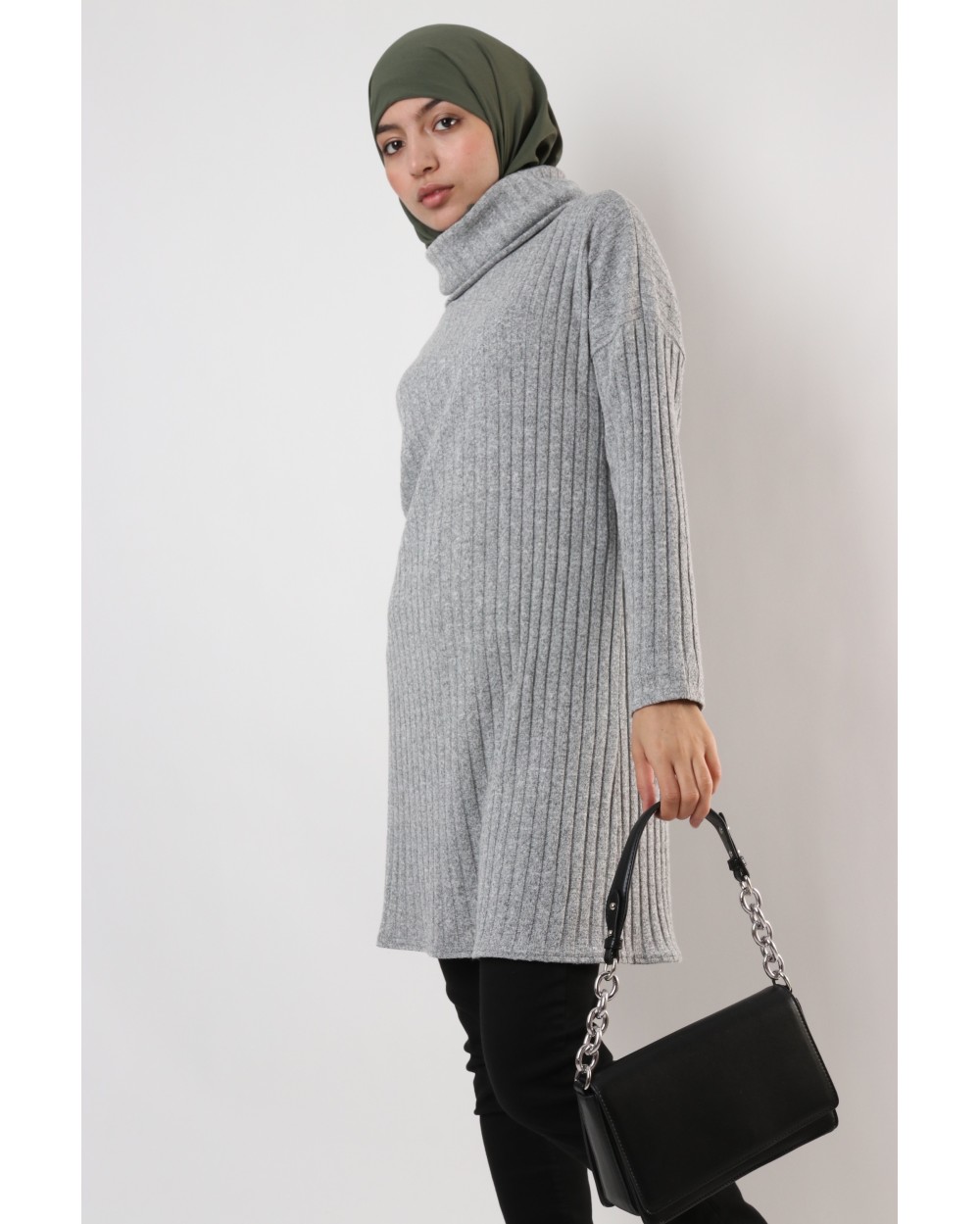 Maxi Pull strié Col roulé