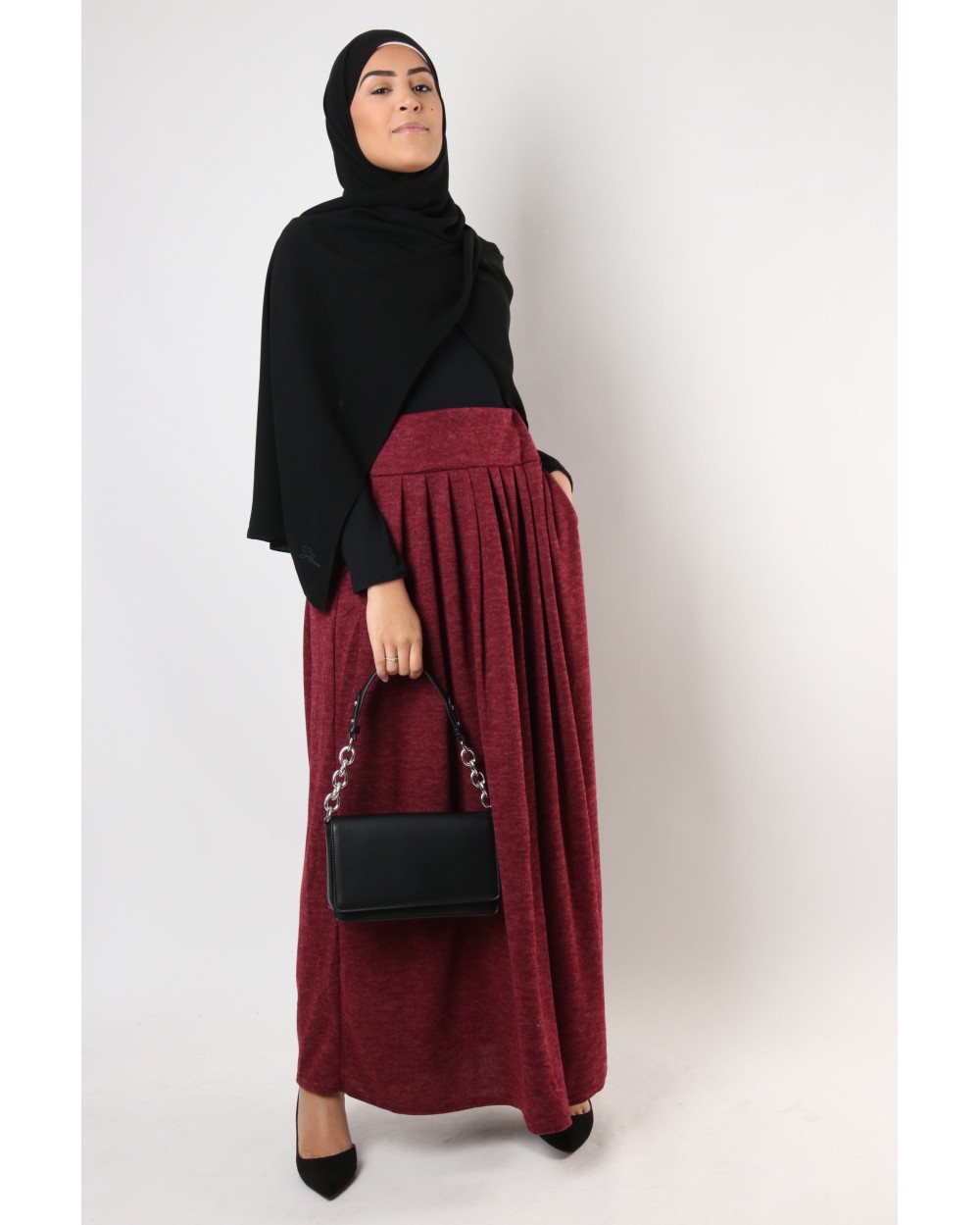 Winter long skirt with pockets
