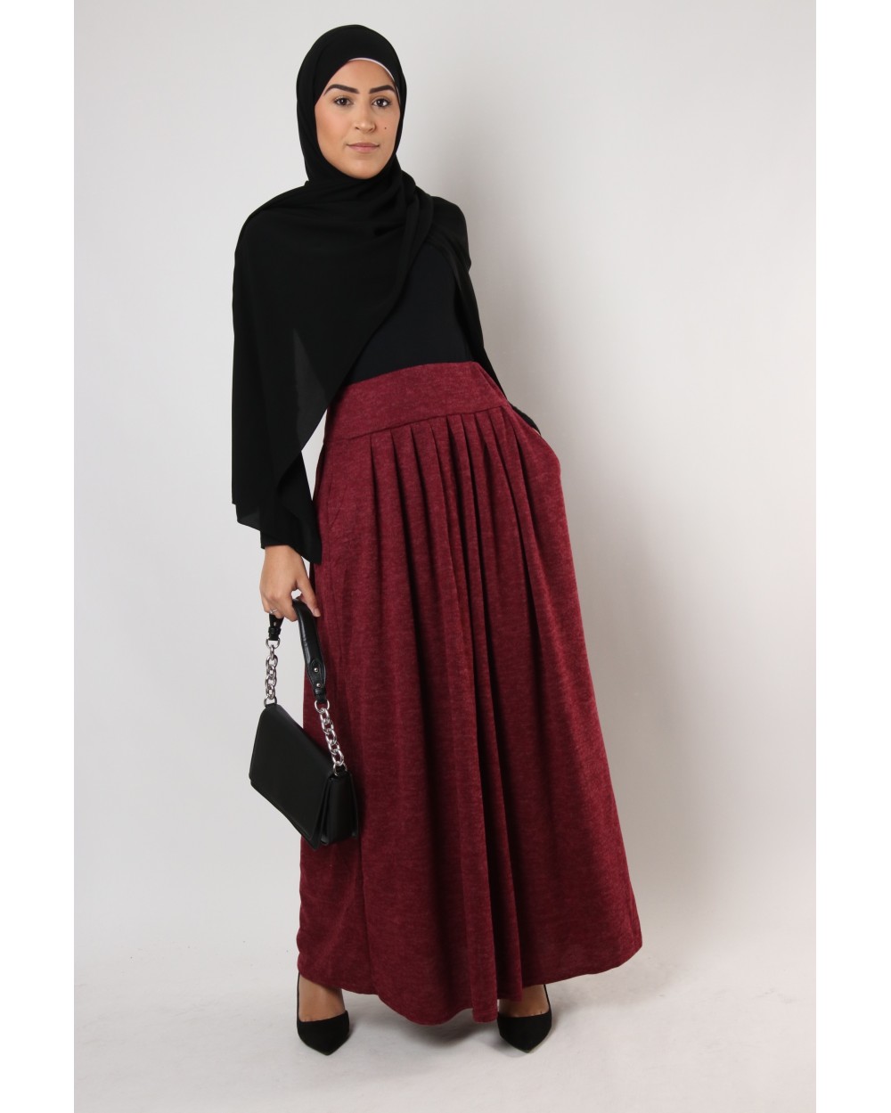 Winter long skirt with pockets