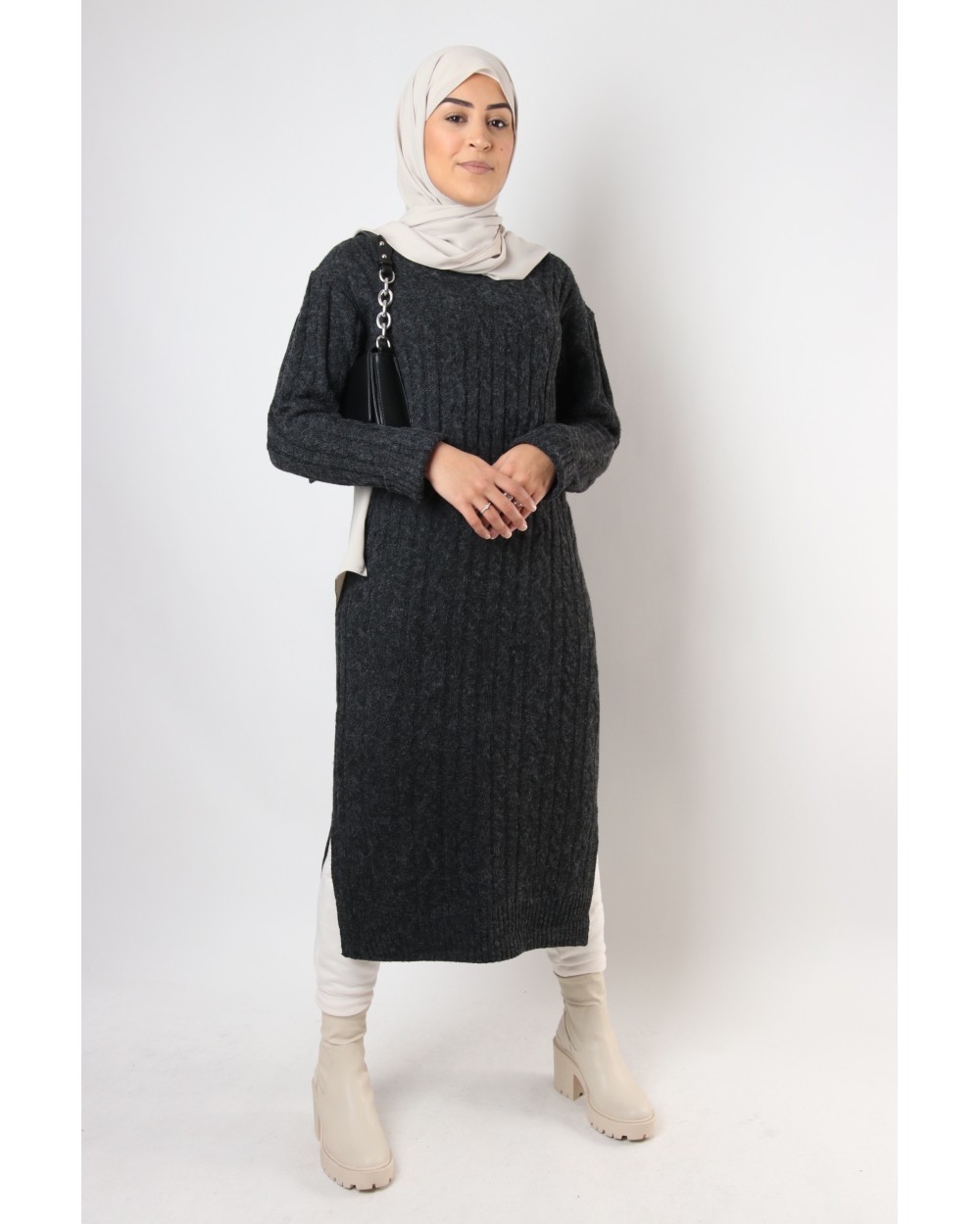 Roma sweater dress with slits