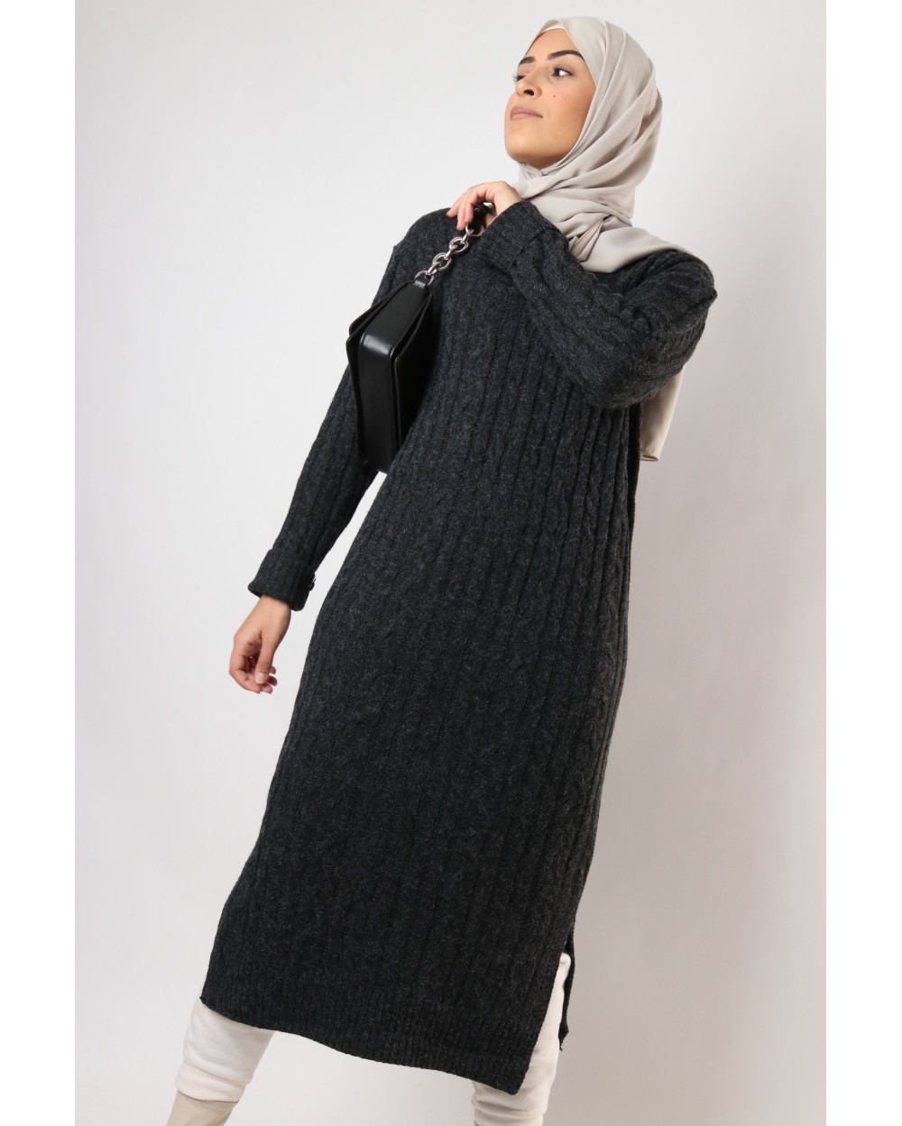 Roma sweater dress with slits