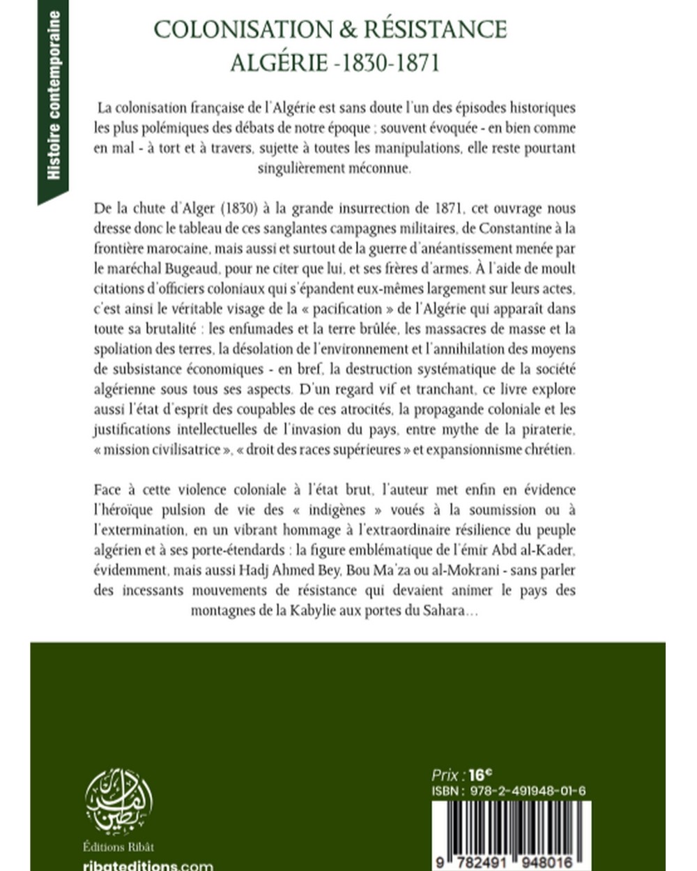 Colonization & Resistance : Algeria 1830-1871