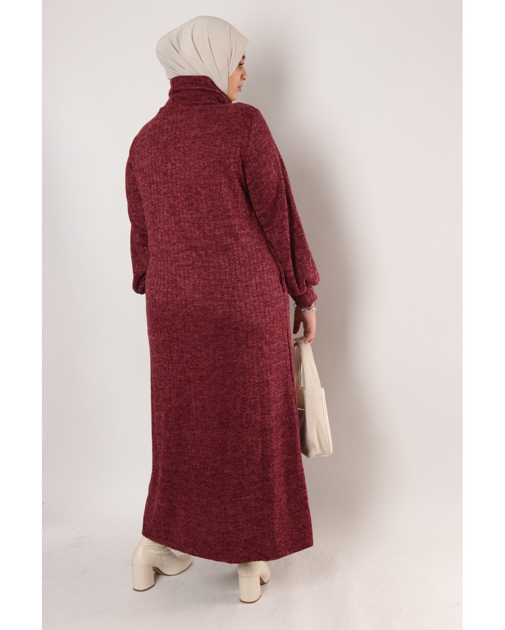 Robe Recoly striée col roulé