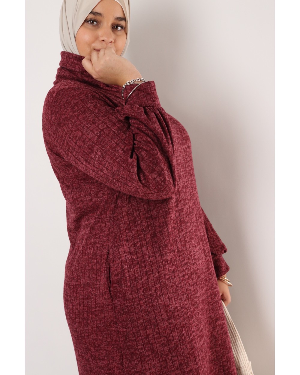 Strapless Rib Collar Dress