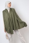 Maxi pleated scarf with pearls