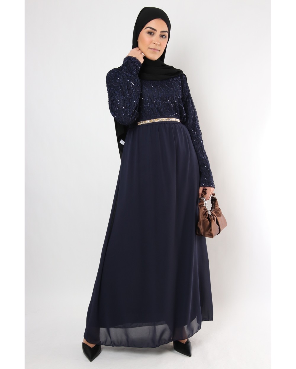 Rizlenne dress with sequin lace