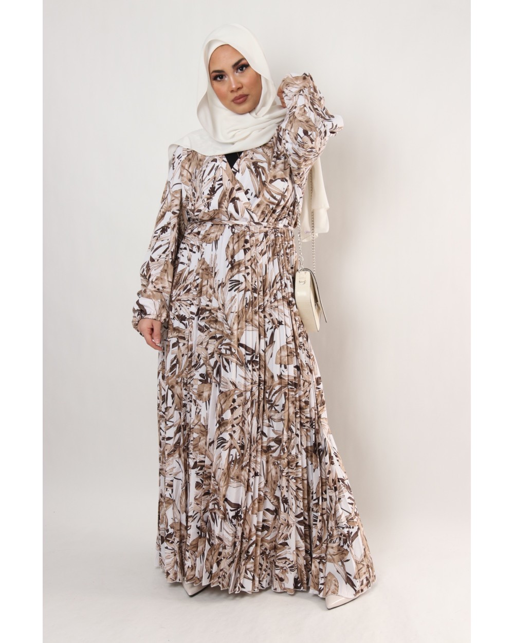 Printed pleated dress