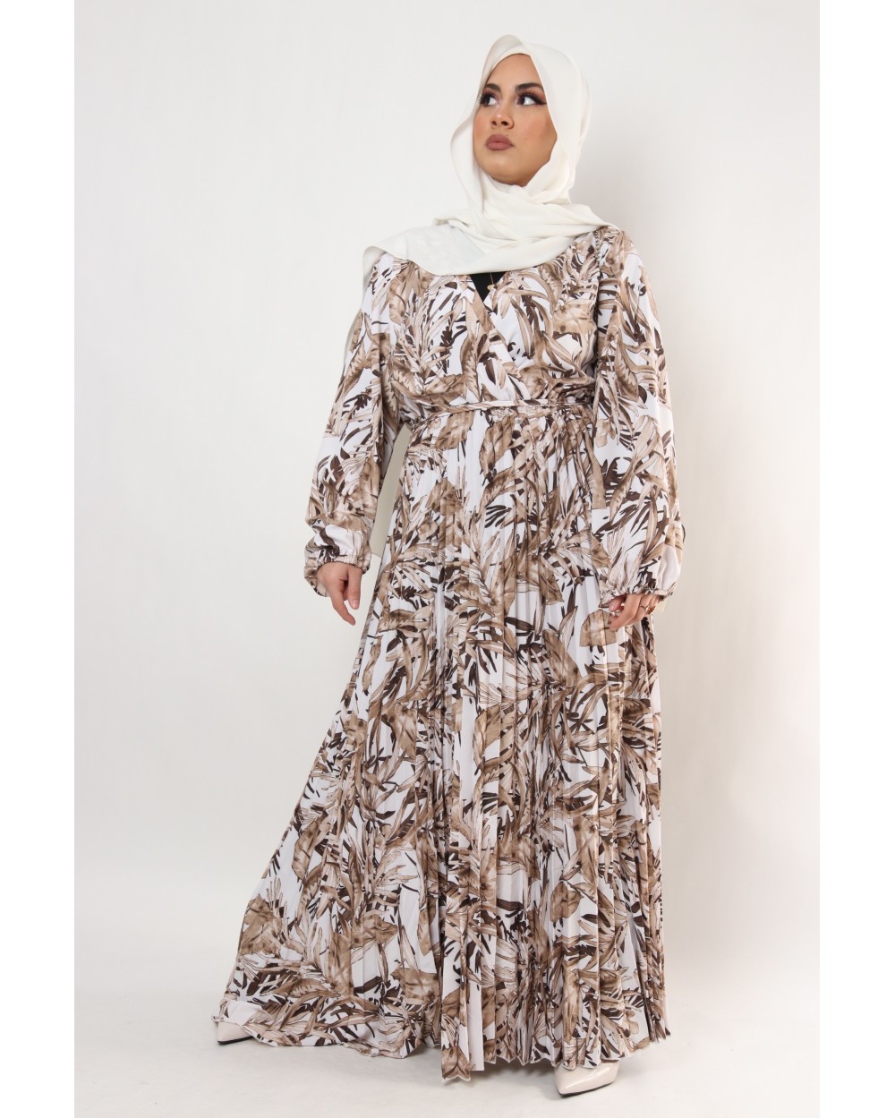 Printed pleated dress