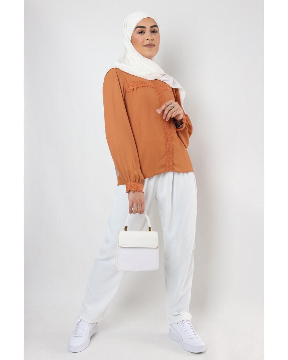 Camille blouse with puff sleeves