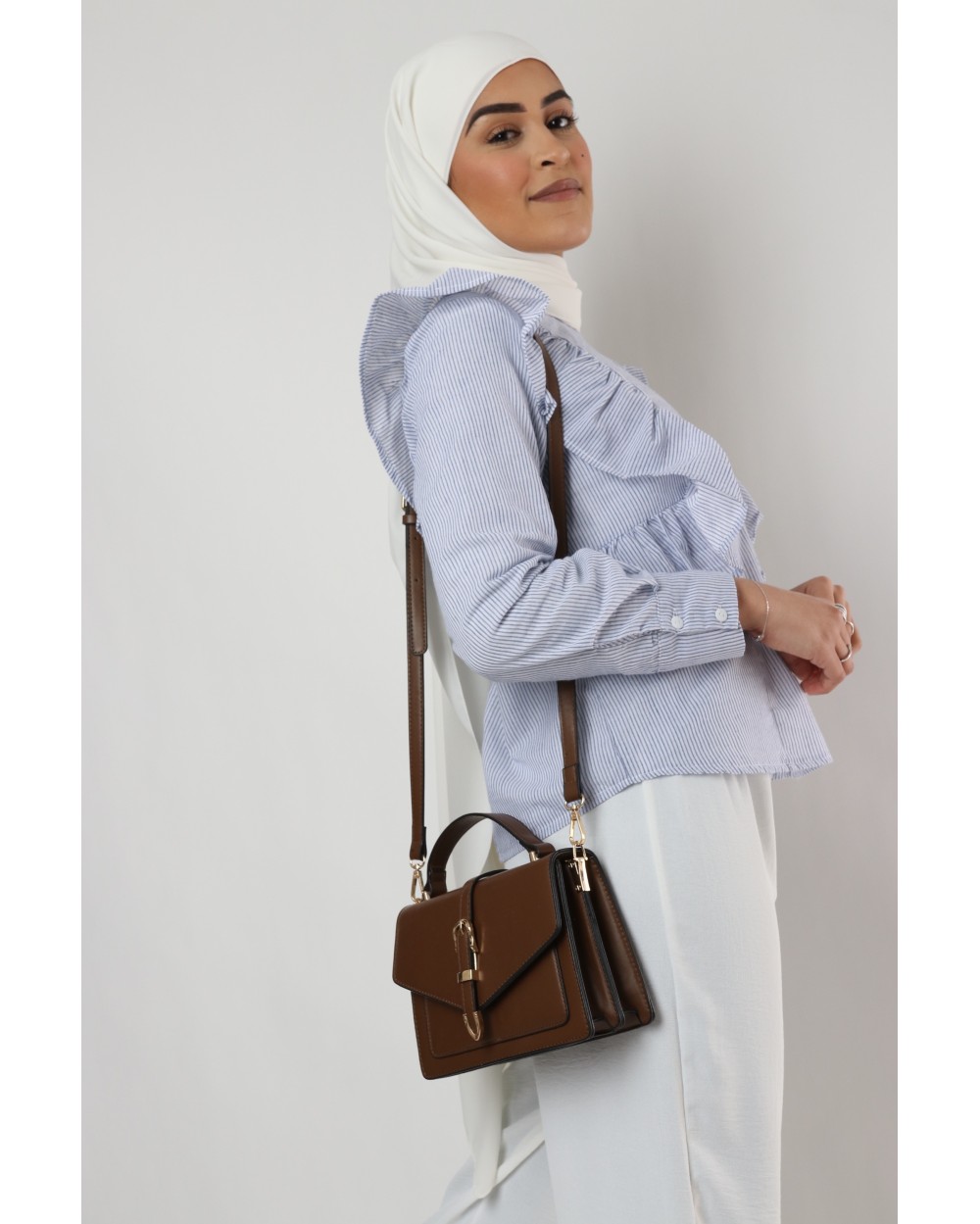 Muse striped blouse with ruffles