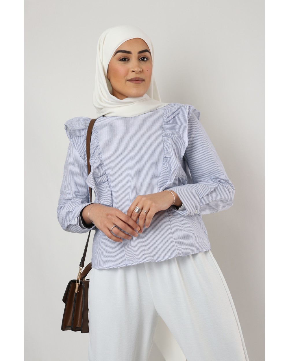Muse striped blouse with ruffles