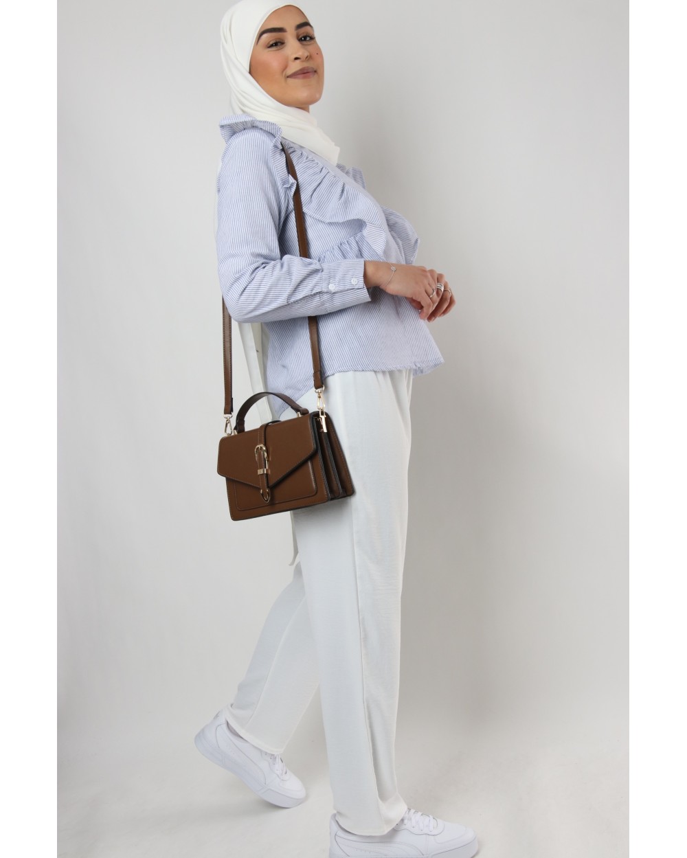 Muse striped blouse with ruffles