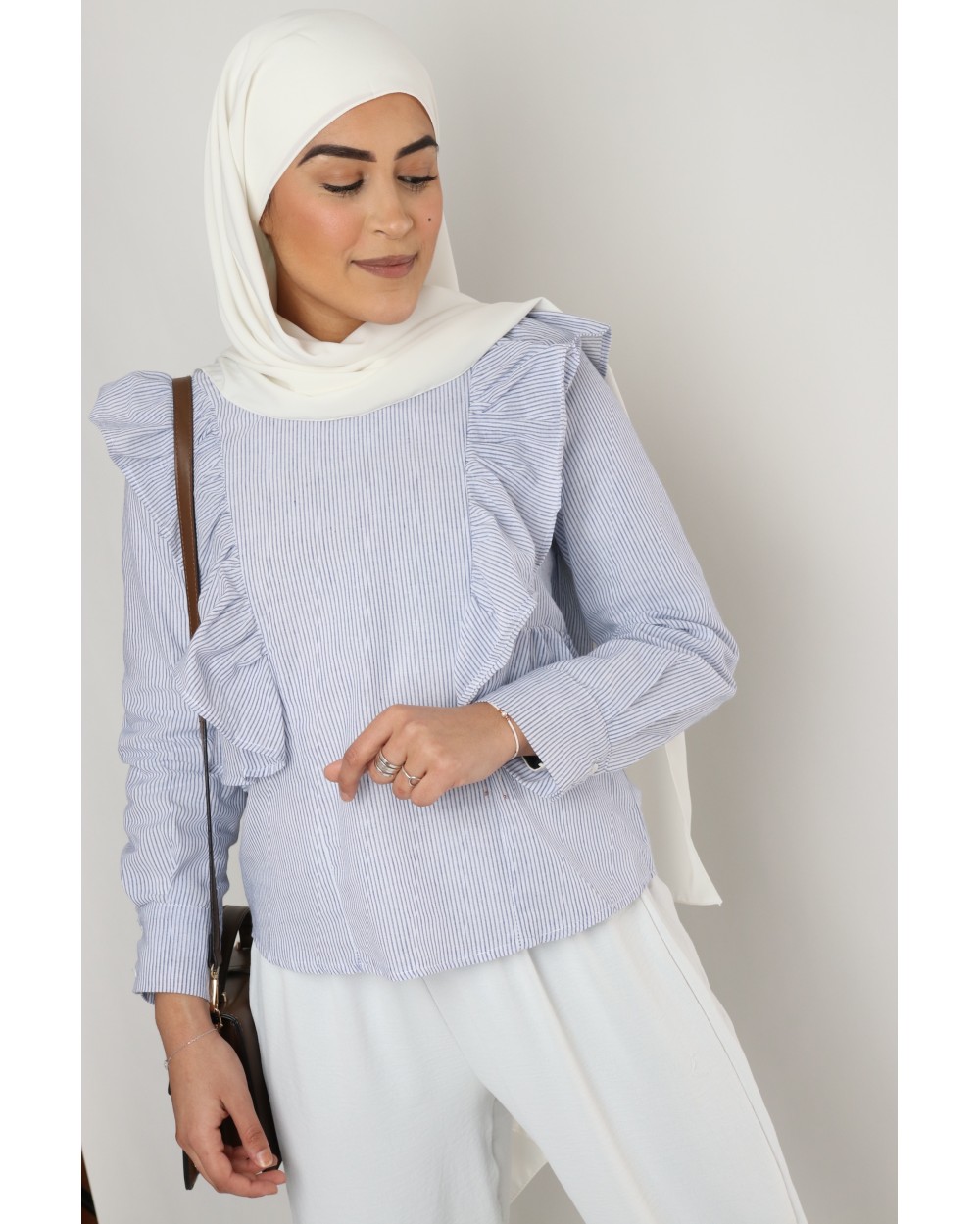 Muse striped blouse with ruffles