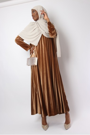 Retylia pleated velvet dress