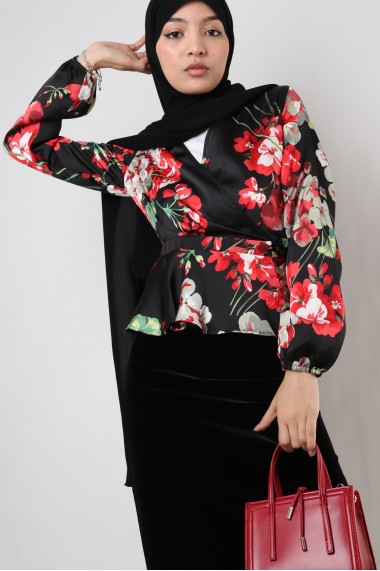 Floral top with satin heart...