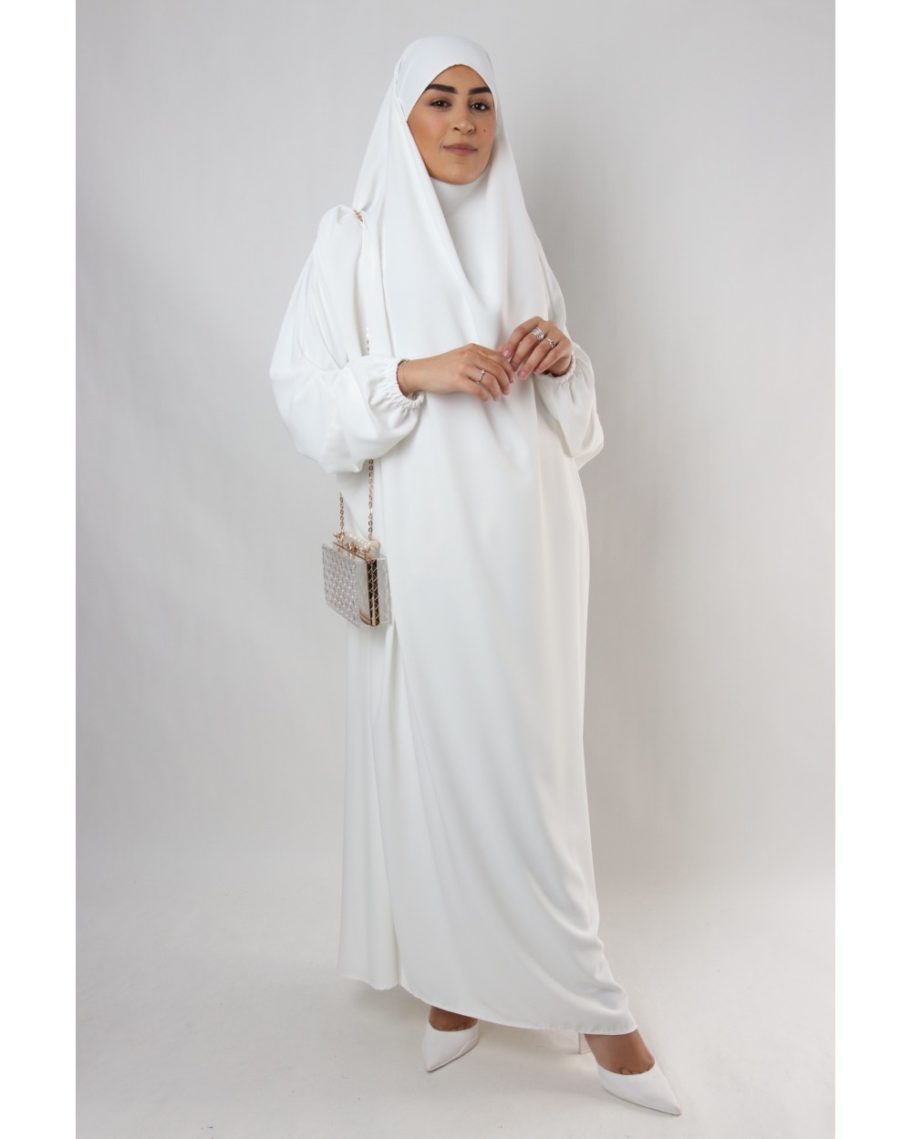 Jilbab une pièce blanc
