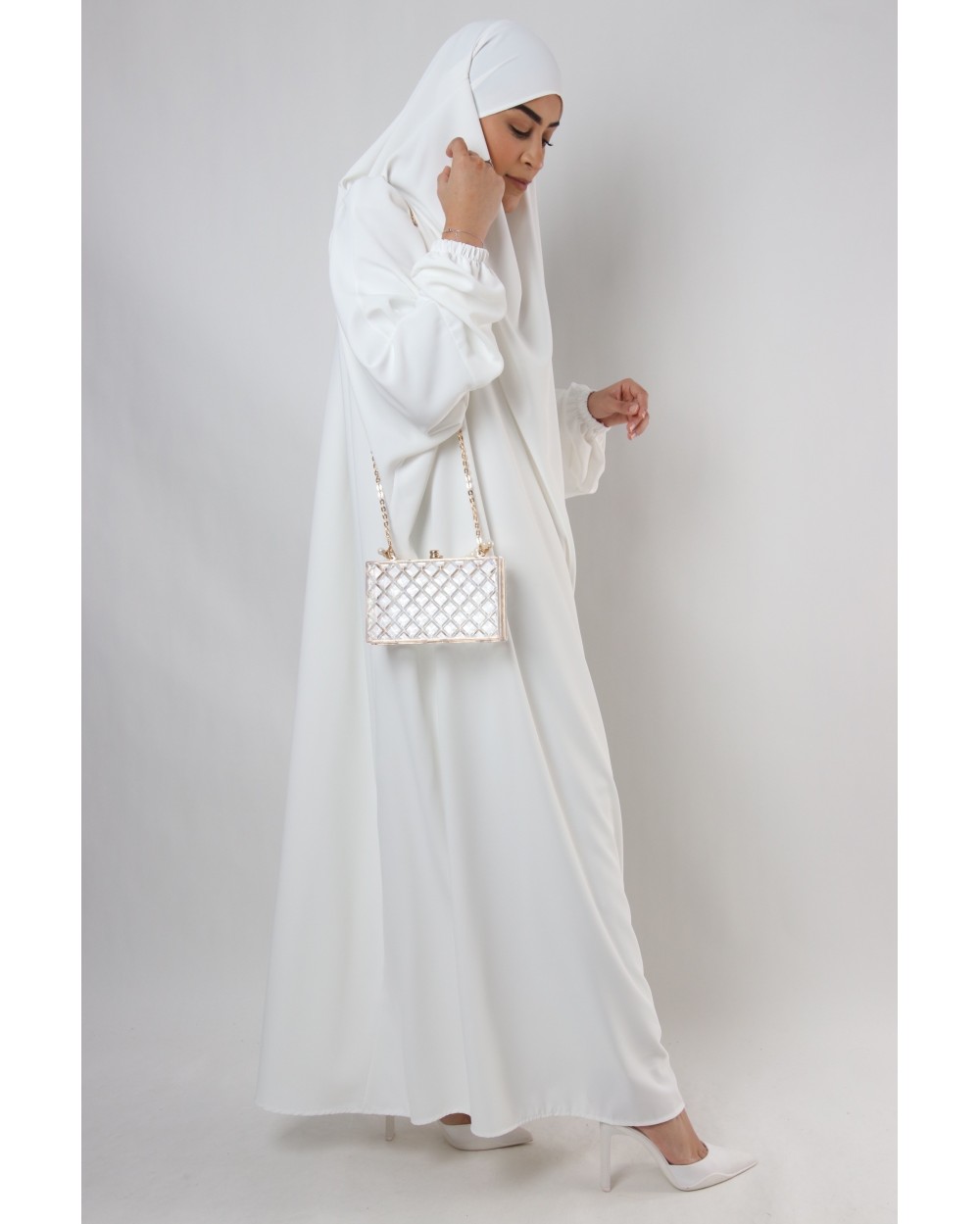 Jilbab une pièce blanc