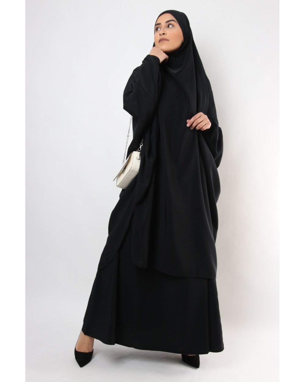 Jilbab jupe Al haya manchette lycra noir