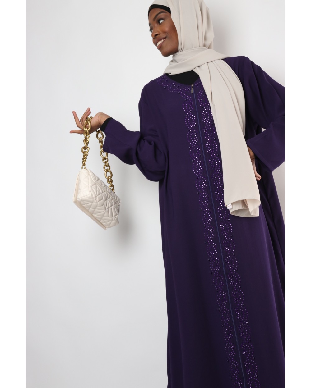 Dixta Djellaba with zip and strass