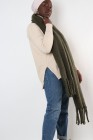 Ultra soft long fringed scarf