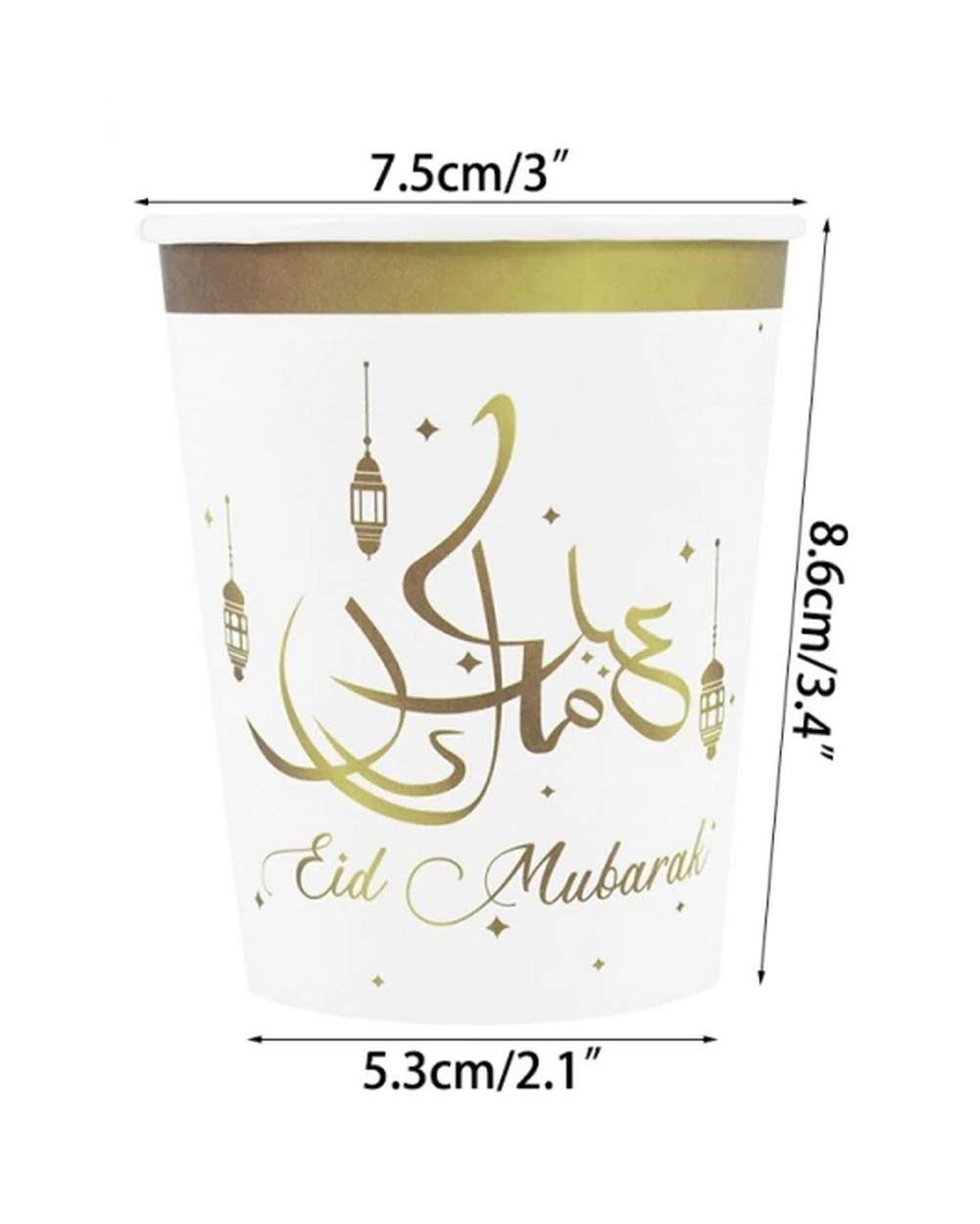 Lot de 6 assiettes et verres calligraphiés Eid Mubarak