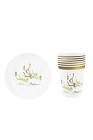 Set of 6 plates and glasses with Eid Mubarak calligraphy