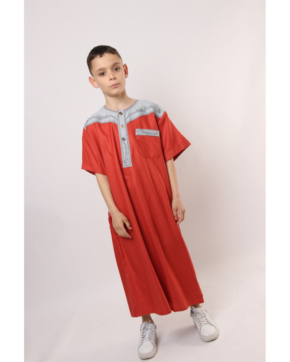 Qamis enfant motif tribal