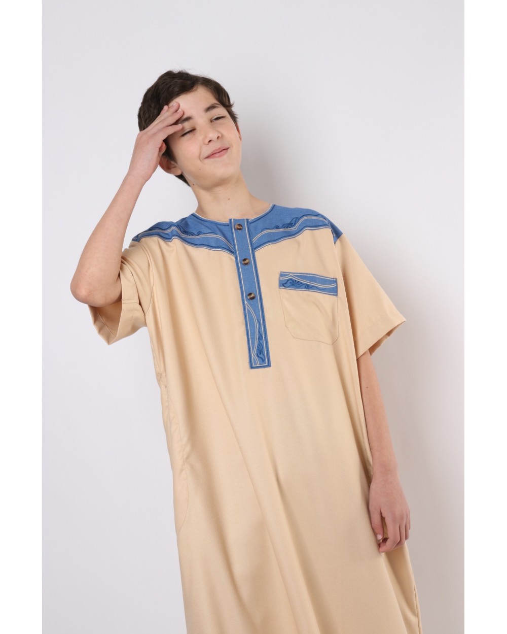 Qamis enfant motif tribal