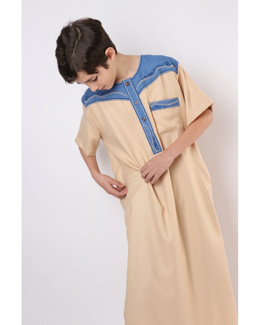 Qamis enfant motif tribal