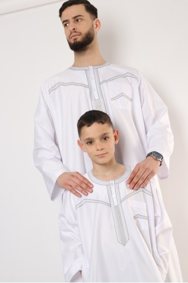 Qamis enfant long Zein quadrillé