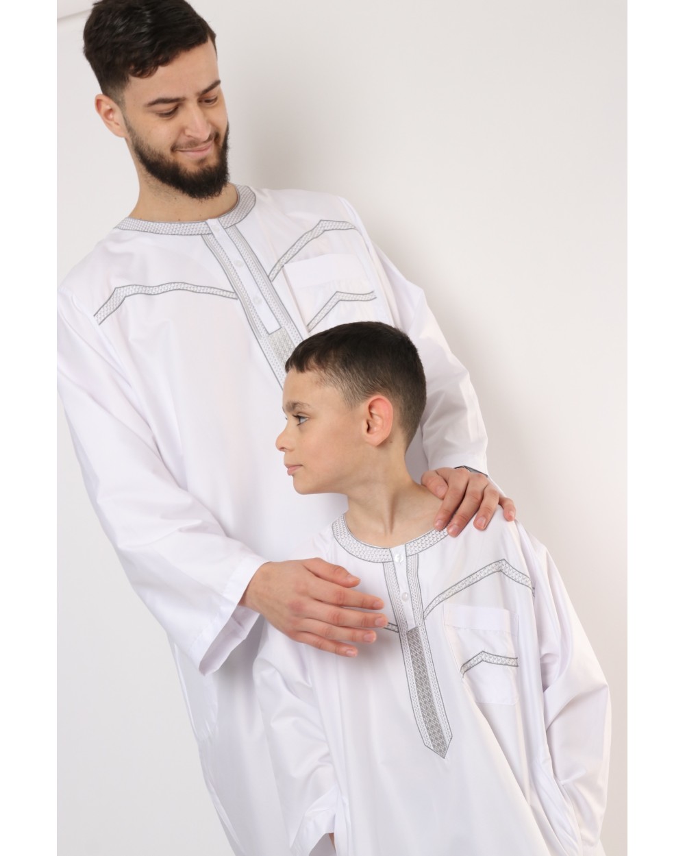 Qamis enfant long Zein quadrillé