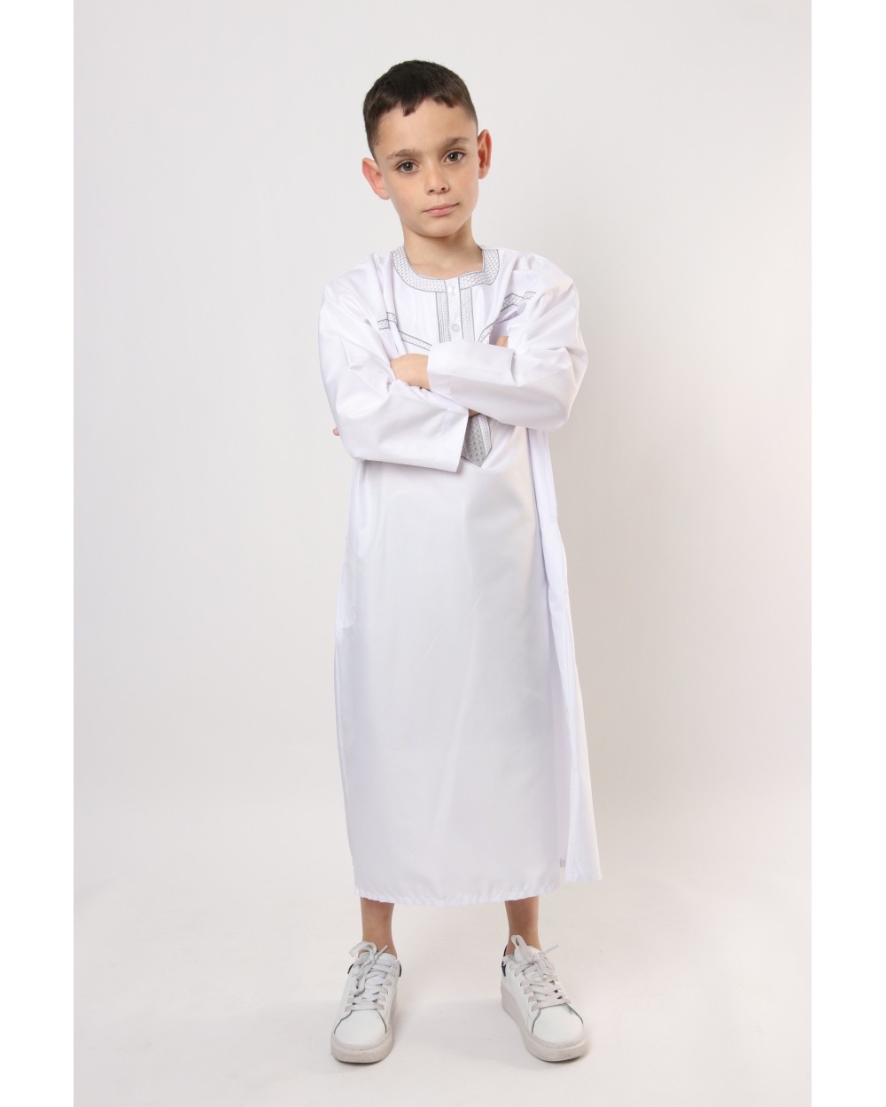 Qamis enfant long Zein quadrillé