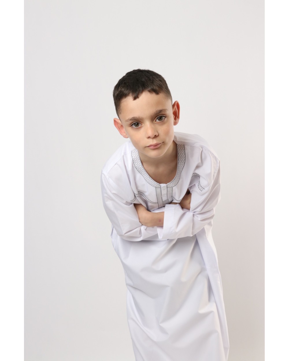 Qamis enfant long Zein quadrillé