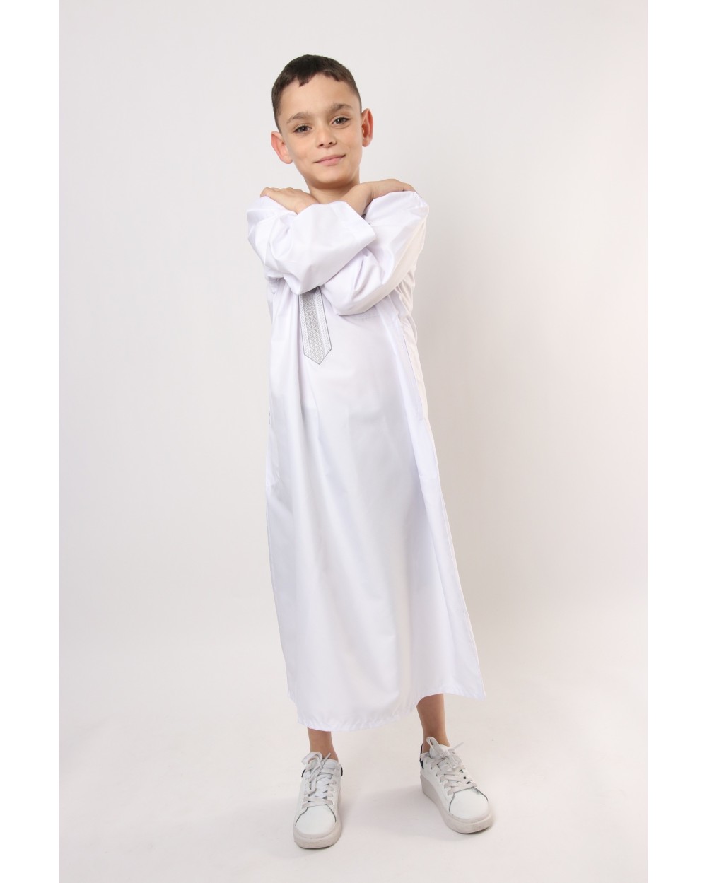 Qamis enfant long Zein quadrillé